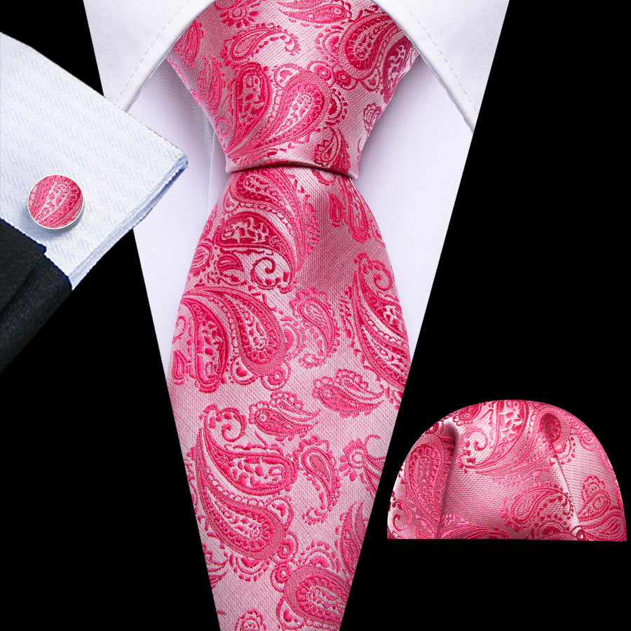 Rose and Red Paisley XL Silk Tie Set - GentCrest