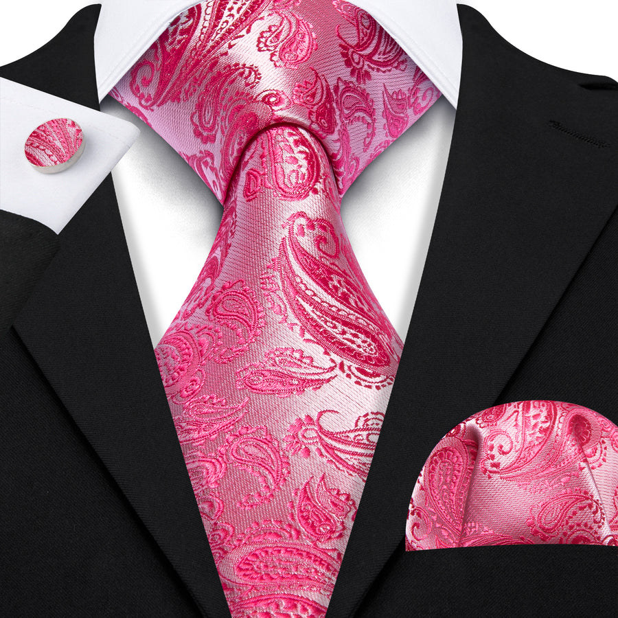 Rose and Red Paisley XL Silk Tie Set - GentCrest - View 6