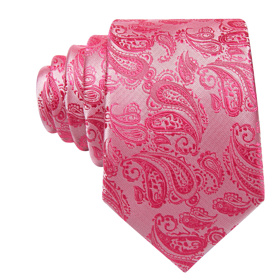 Rose and Red Paisley XL Silk Tie Set - GentCrest - View 3