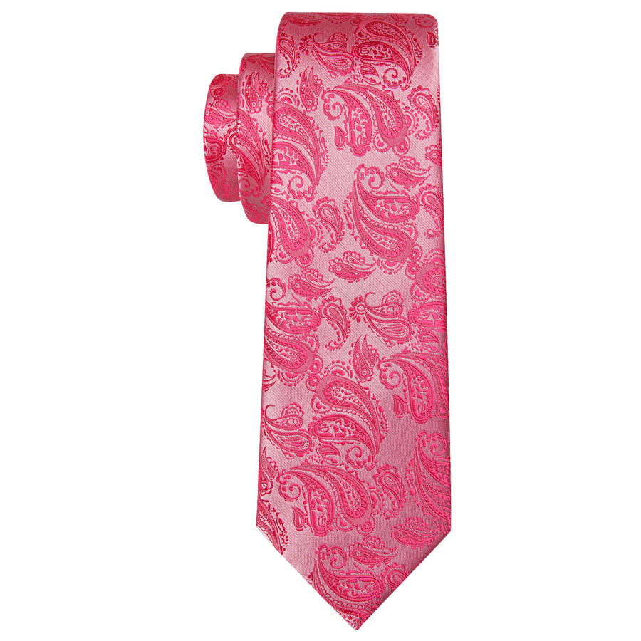 Rose and Red Paisley XL Silk Tie Set - GentCrest - View 4