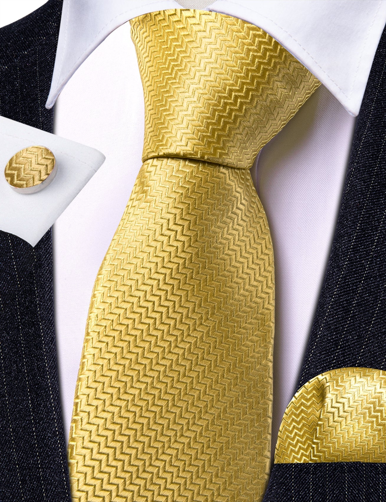 GentCrest Red Textured Tie Hanky Cufflinks Set - Image 3