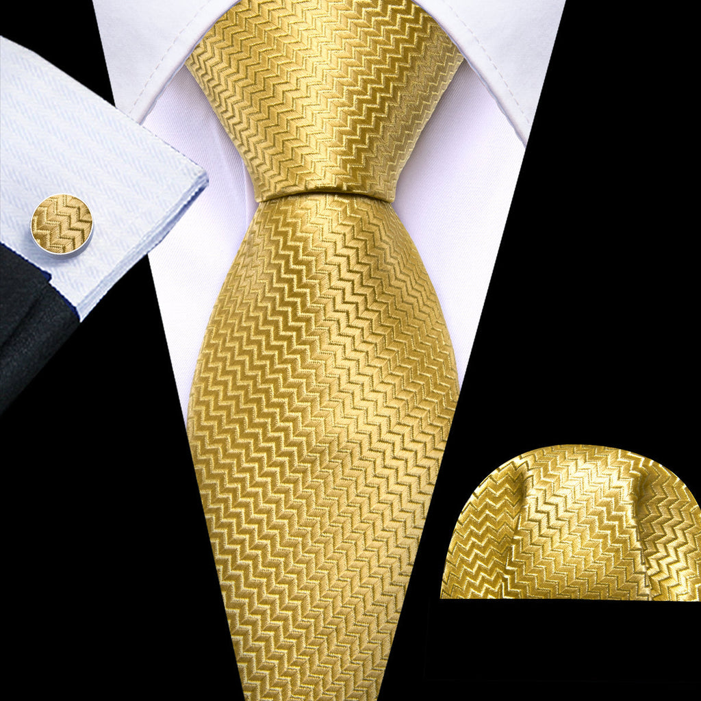 Golden Blocks Silk Tie Set - GentCrest