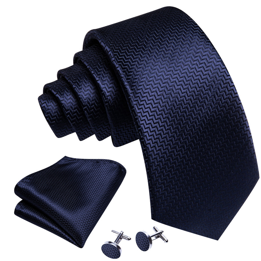 Navy Blue Silk XL Silk Tie Set - GentCrest - View 2