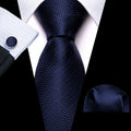 Navy Blue Silk XL Silk Tie Set - GentCrest