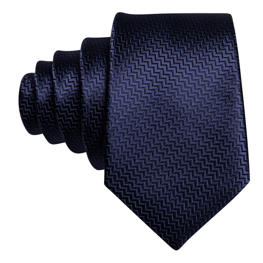 Navy Blue Silk XL Silk Tie Set - GentCrest - View 3