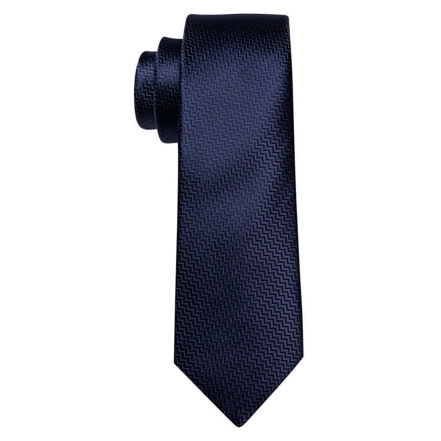 Navy Blue Silk XL Silk Tie Set - GentCrest - View 4
