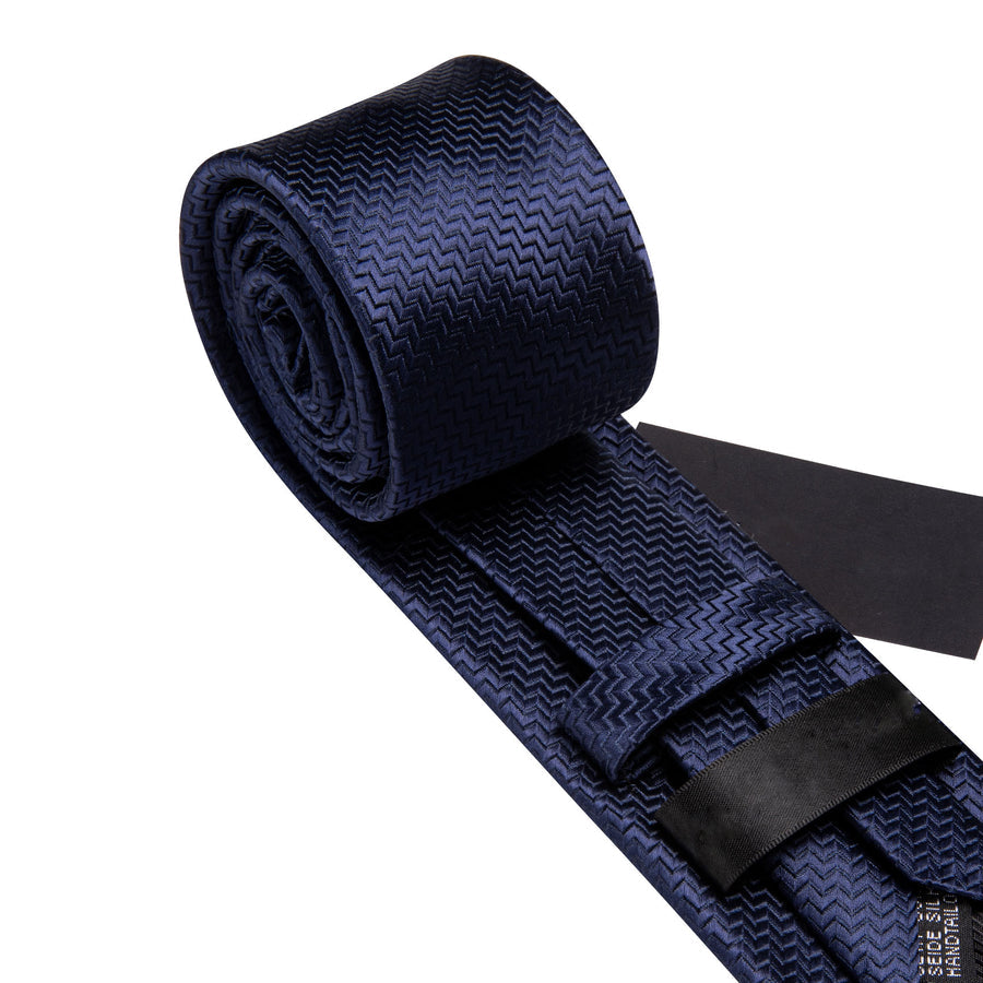 Navy Blue Silk XL Silk Tie Set - GentCrest - View 5
