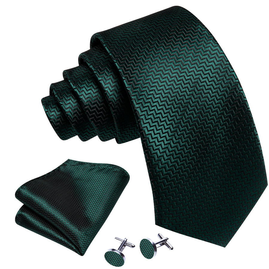 Dark Green Silk XL Silk Tie Set - GentCrest - View 2