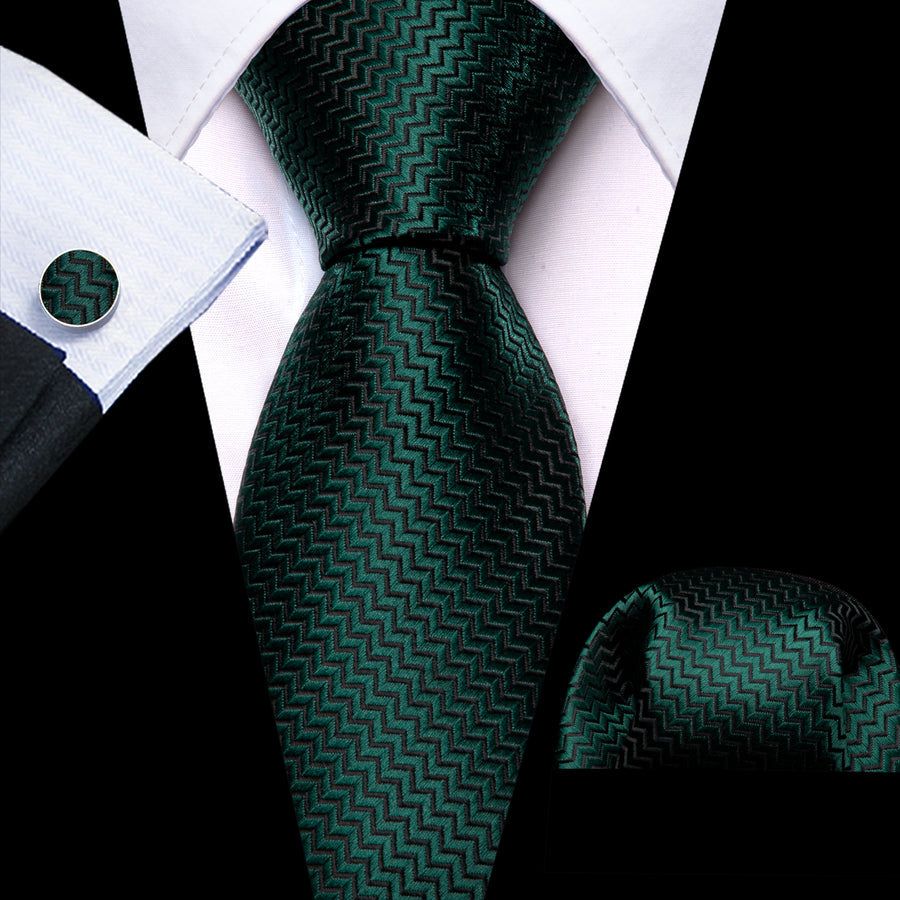 Dark Green Silk XL Silk Tie Set - GentCrest