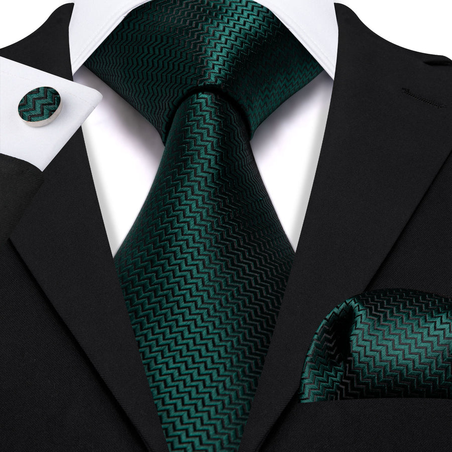 Dark Green Silk XL Silk Tie Set - GentCrest - View 6