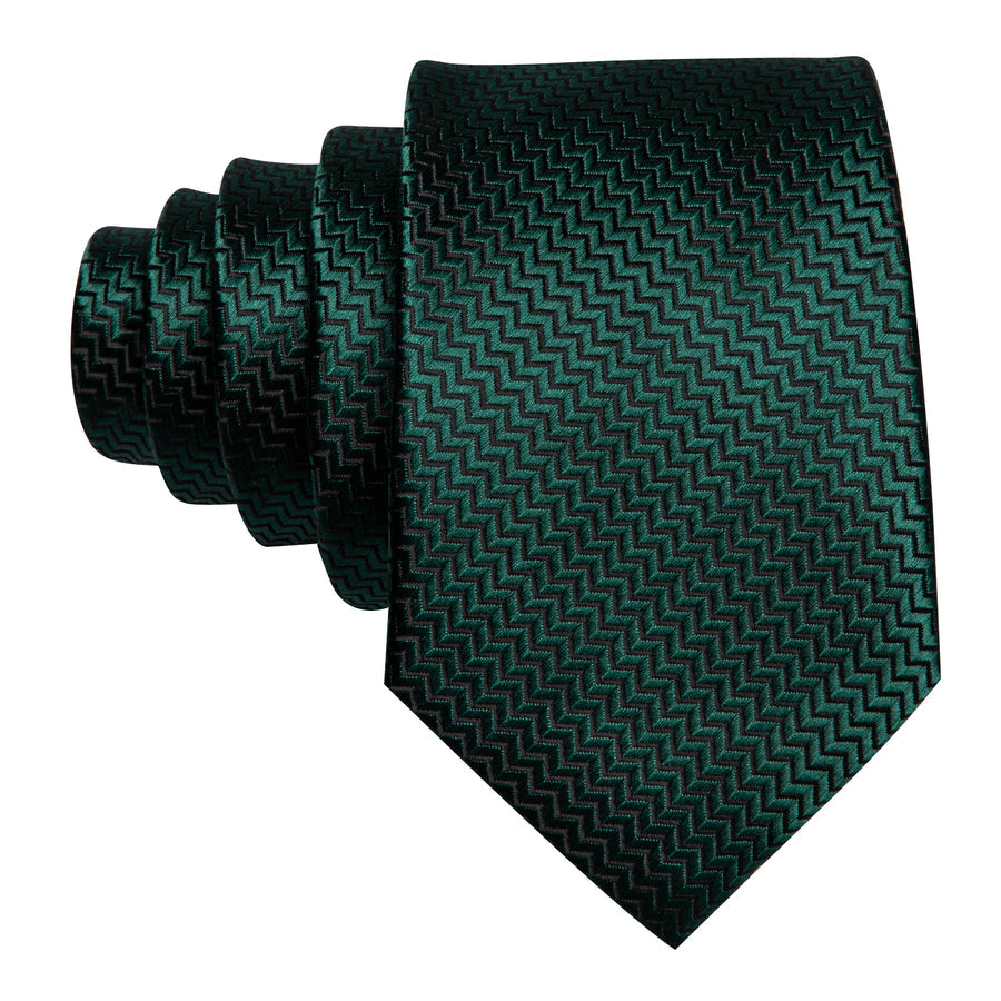 Dark Green Silk XL Silk Tie Set - GentCrest - View 3