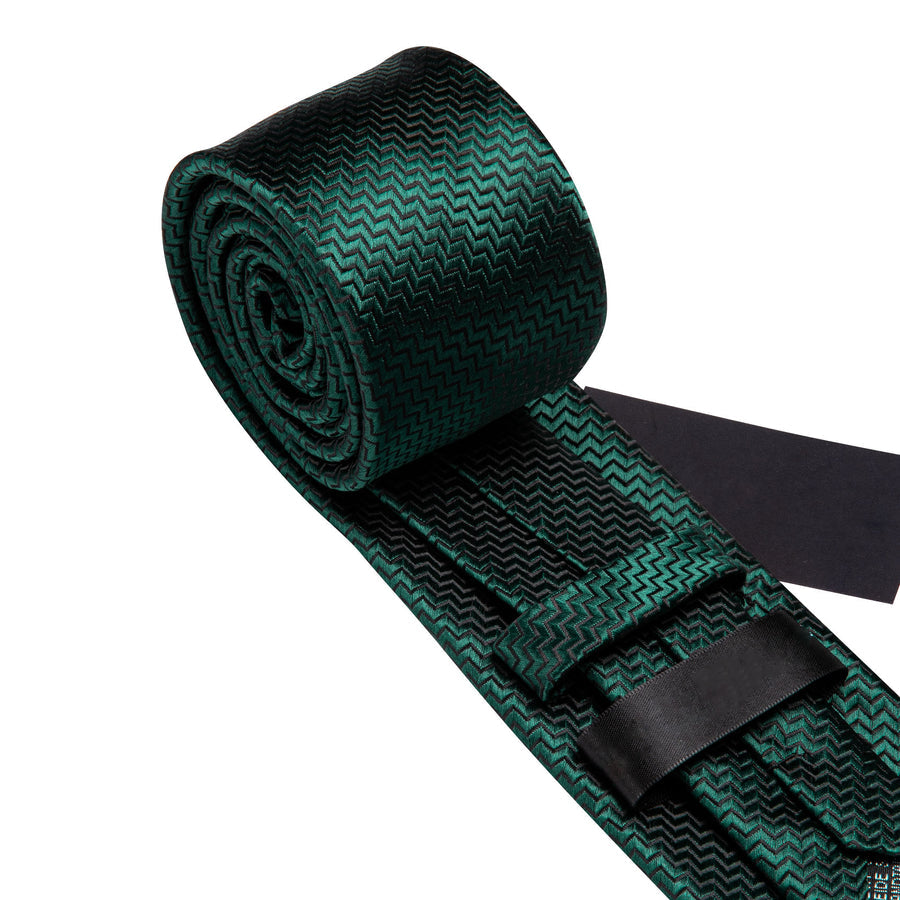 Dark Green Silk XL Silk Tie Set - GentCrest - View 5