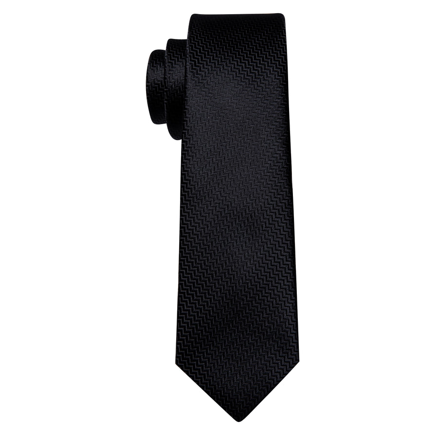 Pure Black Ornament XL Silk Tie Set - GentCrest - View 4
