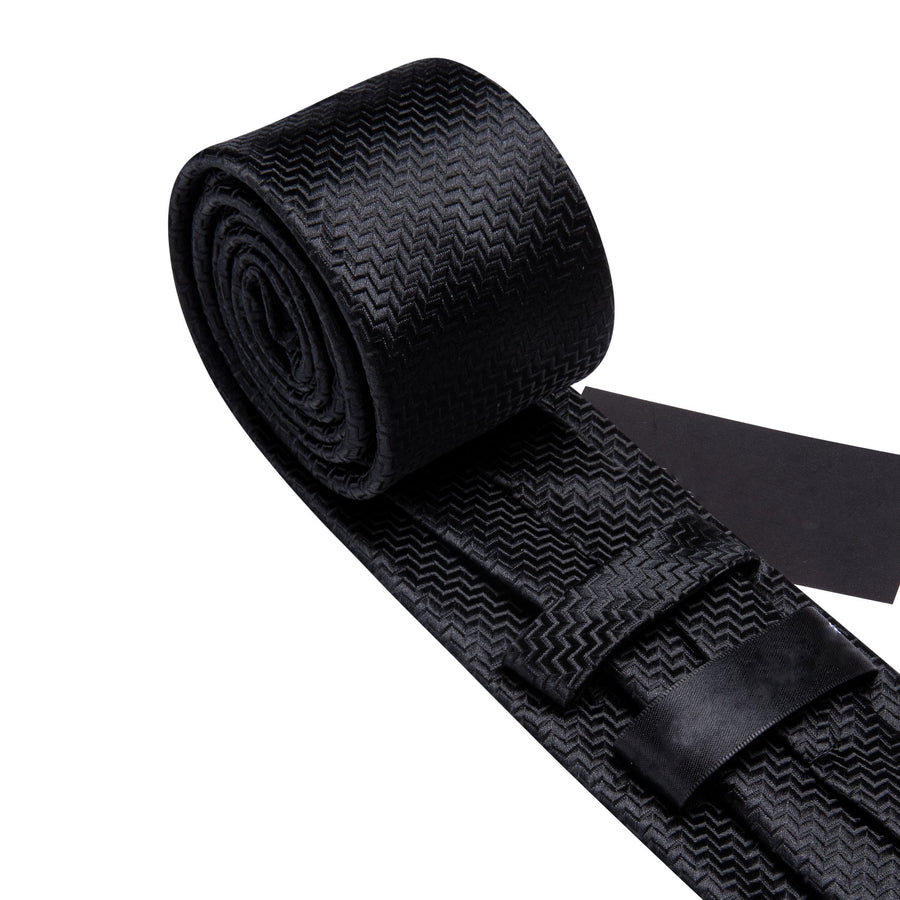 Pure Black Ornament XL Silk Tie Set - GentCrest - View 6