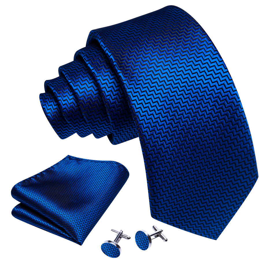 Pure Blue Ornament XL Silk Tie Set - GentCrest - View 2