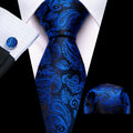 Deep Blue Paisley XL Silk Tie Set - GentCrest