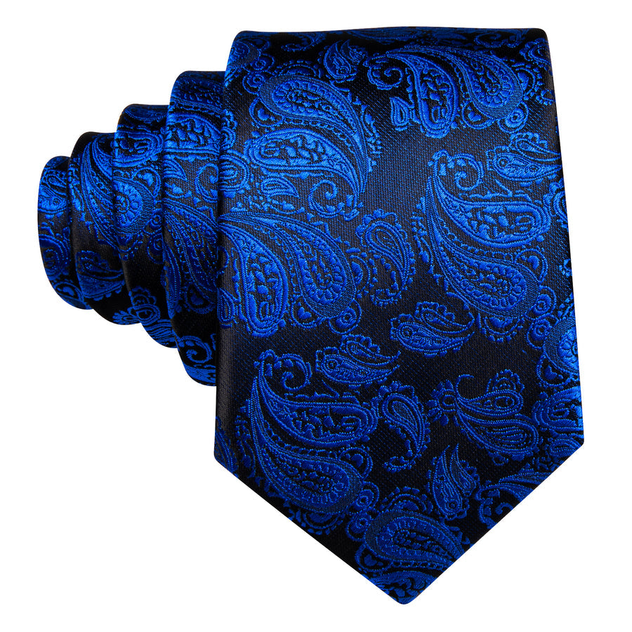 Deep Blue Paisley XL Silk Tie Set - GentCrest - View 3