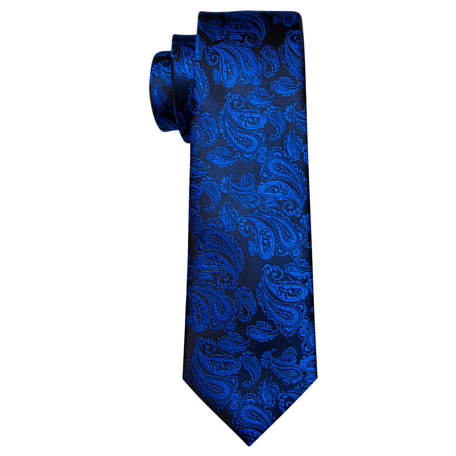 Deep Blue Paisley XL Silk Tie Set - GentCrest - View 5