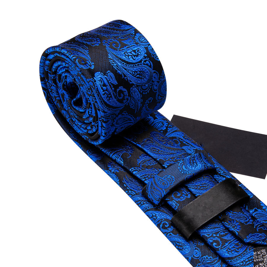 Deep Blue Paisley XL Silk Tie Set - GentCrest - View 6