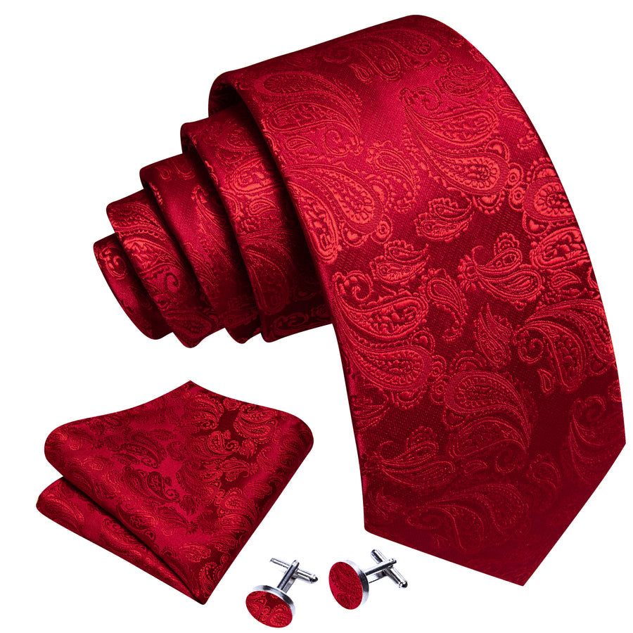 Light Red Paisley XL Silk Tie Set - GentCrest - View 2