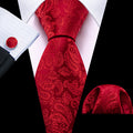 Light Red Paisley XL Silk Tie Set - GentCrest