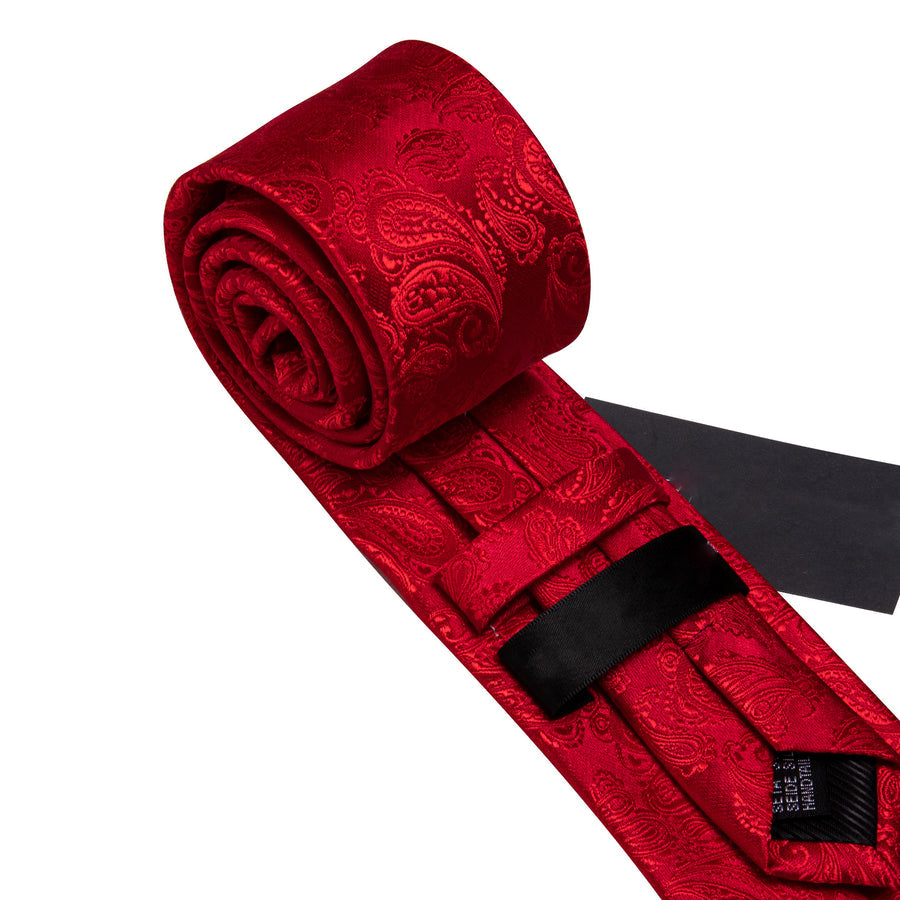 Light Red Paisley XL Silk Tie Set - GentCrest - View 5