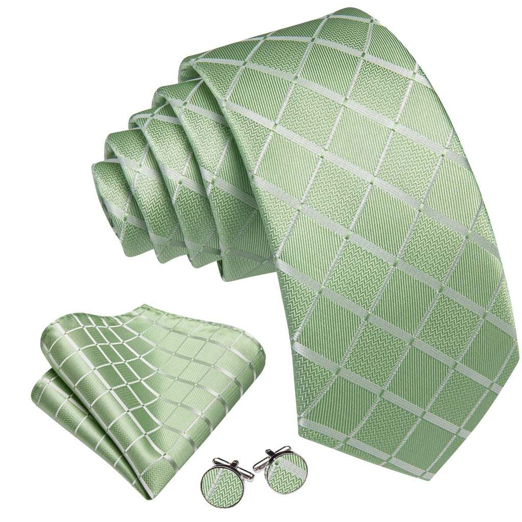 GentCrest Green Plaid Tie Hanky Cufflinks Set - Image 4