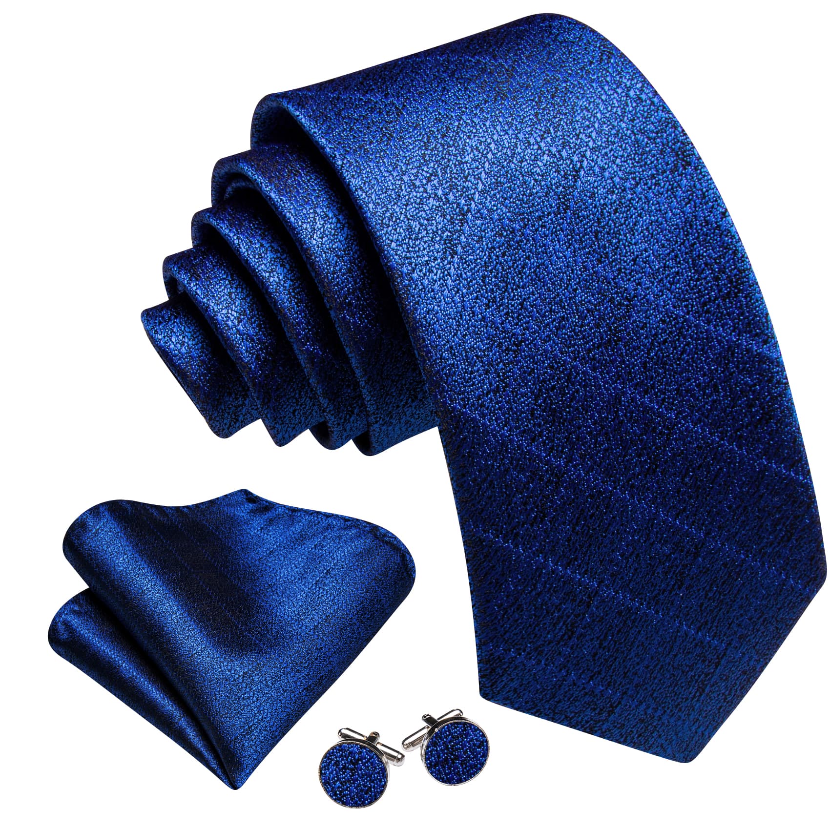 GentCrest Blue Plaid Tie Hanky Cufflinks Set - Image 2