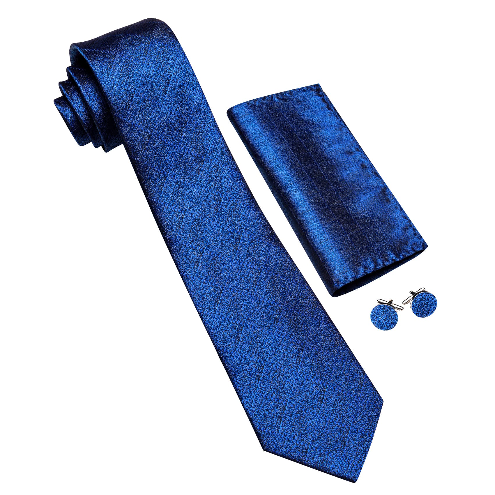 GentCrest Blue Plaid Tie Hanky Cufflinks Set - Image 5