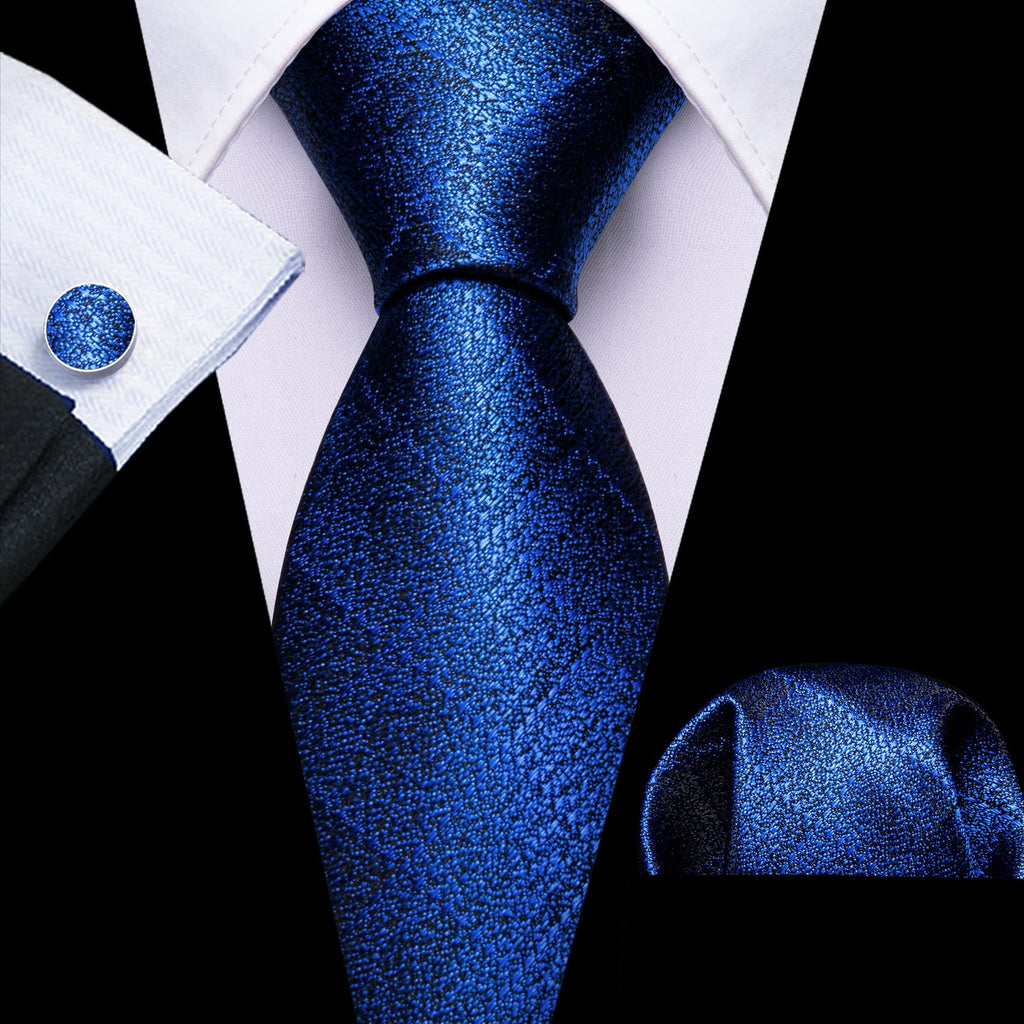 GentCrest Blue Plaid Tie Hanky Cufflinks Set - Image 1