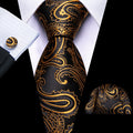 GentCrest Black Paisley Tie Hanky Cufflinks Set - Image 1
