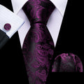 GentCrest Purple Paisley Tie Hanky Cufflinks Set - Image 1