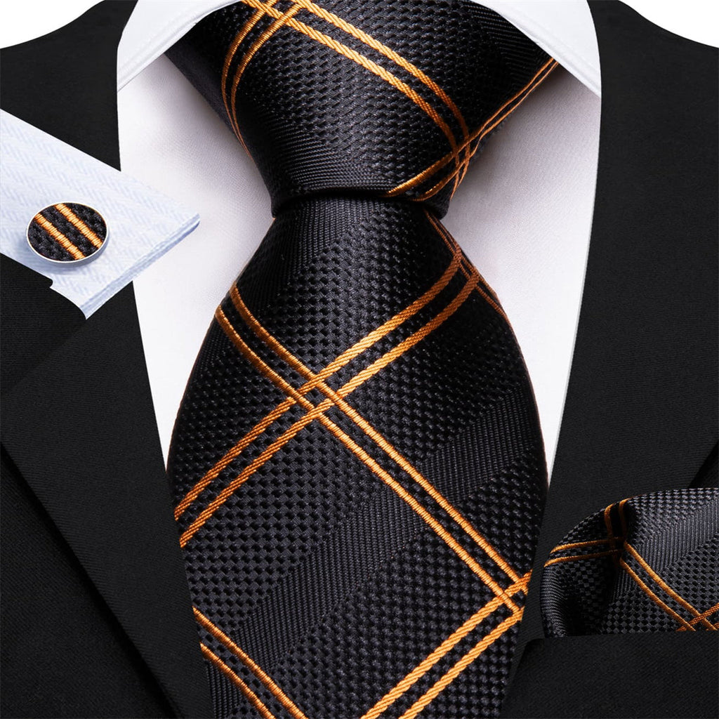 GentCrest Black Striped Tie Hanky Cufflinks Set - Image 3