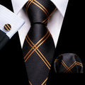 GentCrest Black Striped Tie Hanky Cufflinks Set - Image 1
