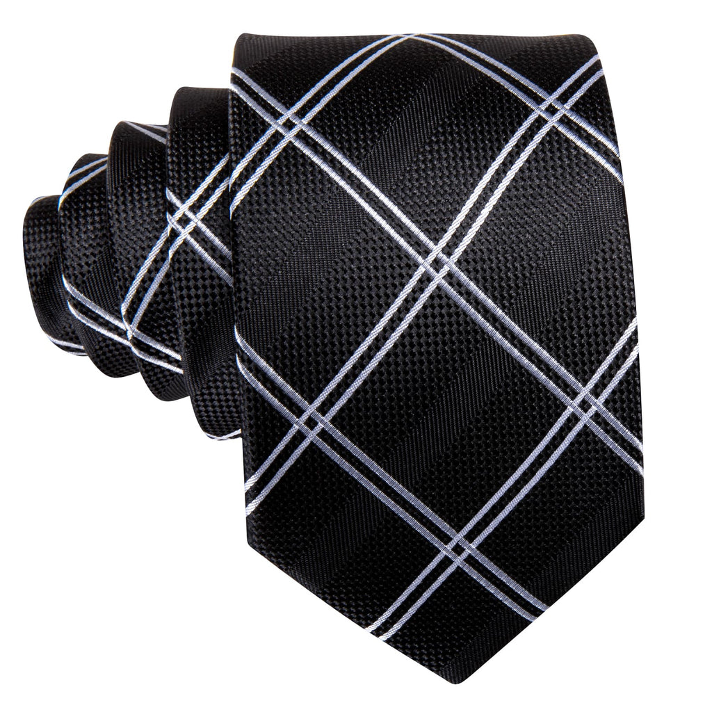 GentCrest Black Plaid Tie Hanky Cufflinks Set - Image 2
