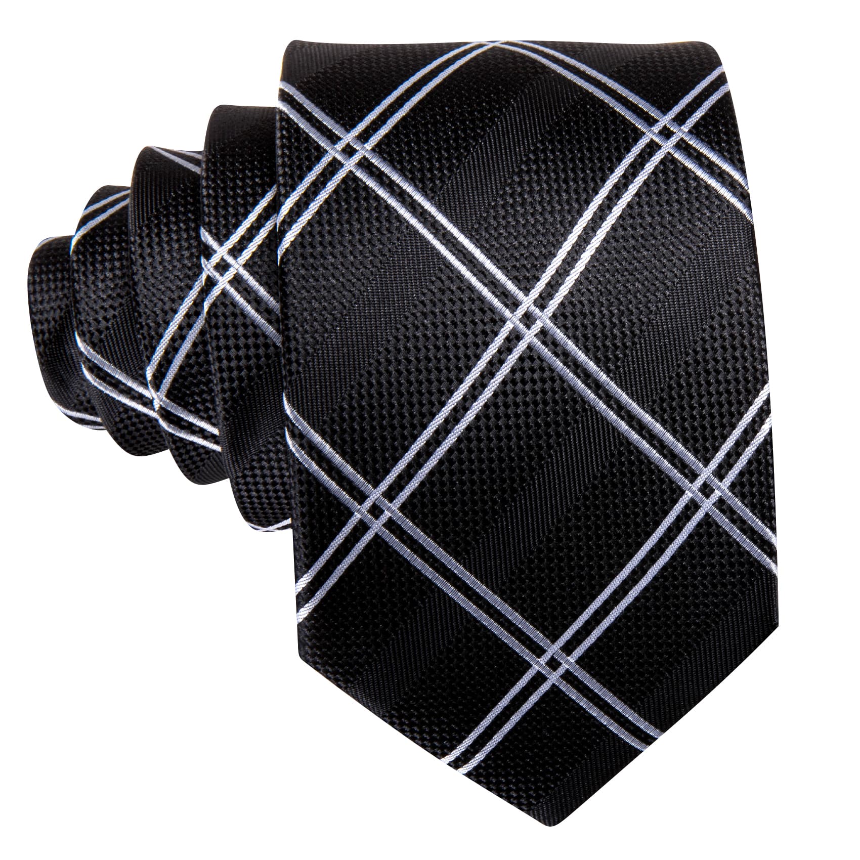 GentCrest Black Plaid Tie Hanky Cufflinks Set - Image 2