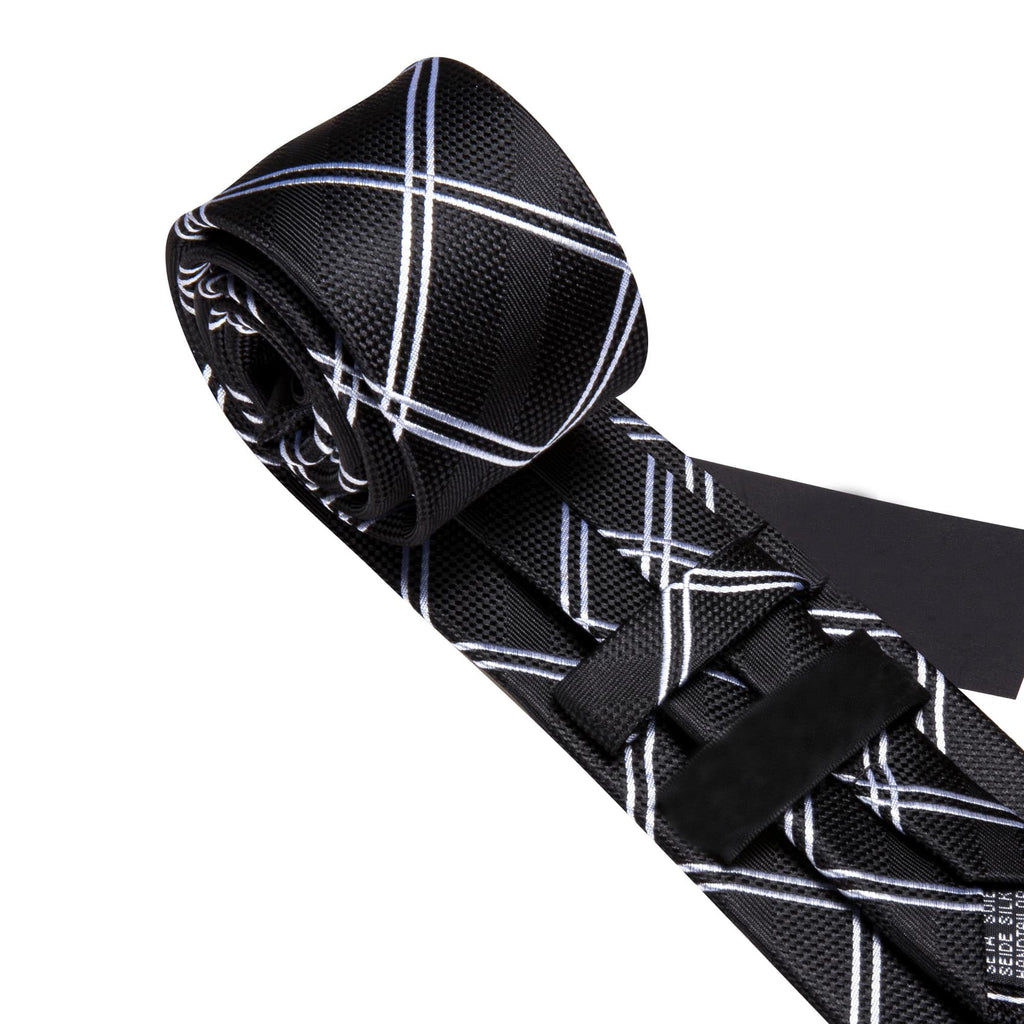GentCrest Black Plaid Tie Hanky Cufflinks Set - Image 3