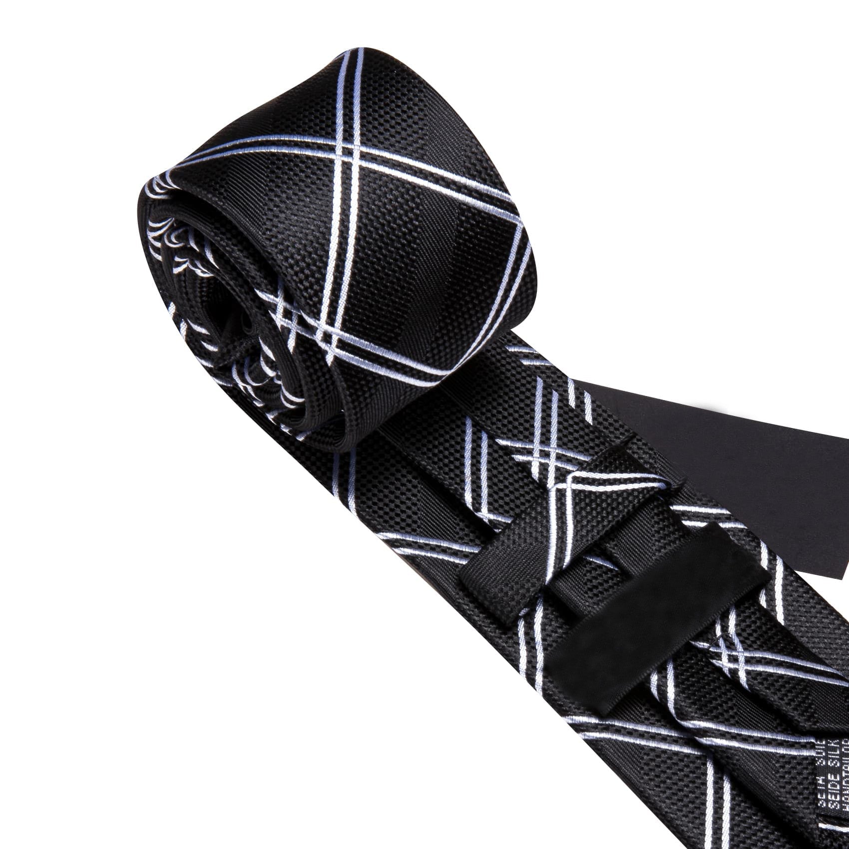 GentCrest Black Plaid Tie Hanky Cufflinks Set - Image 3