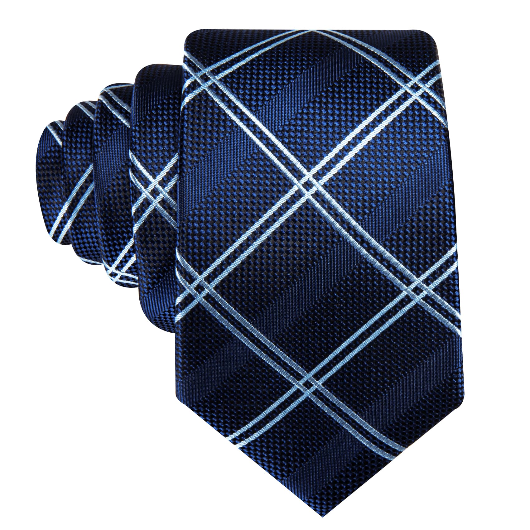 GentCrest Blue Plaid Tie Hanky Cufflinks Set - Image 3