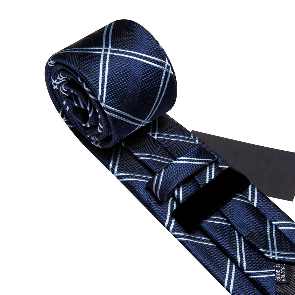 GentCrest Blue Plaid Tie Hanky Cufflinks Set - Image 5