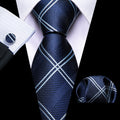 GentCrest Blue Plaid Tie Hanky Cufflinks Set - Image 1