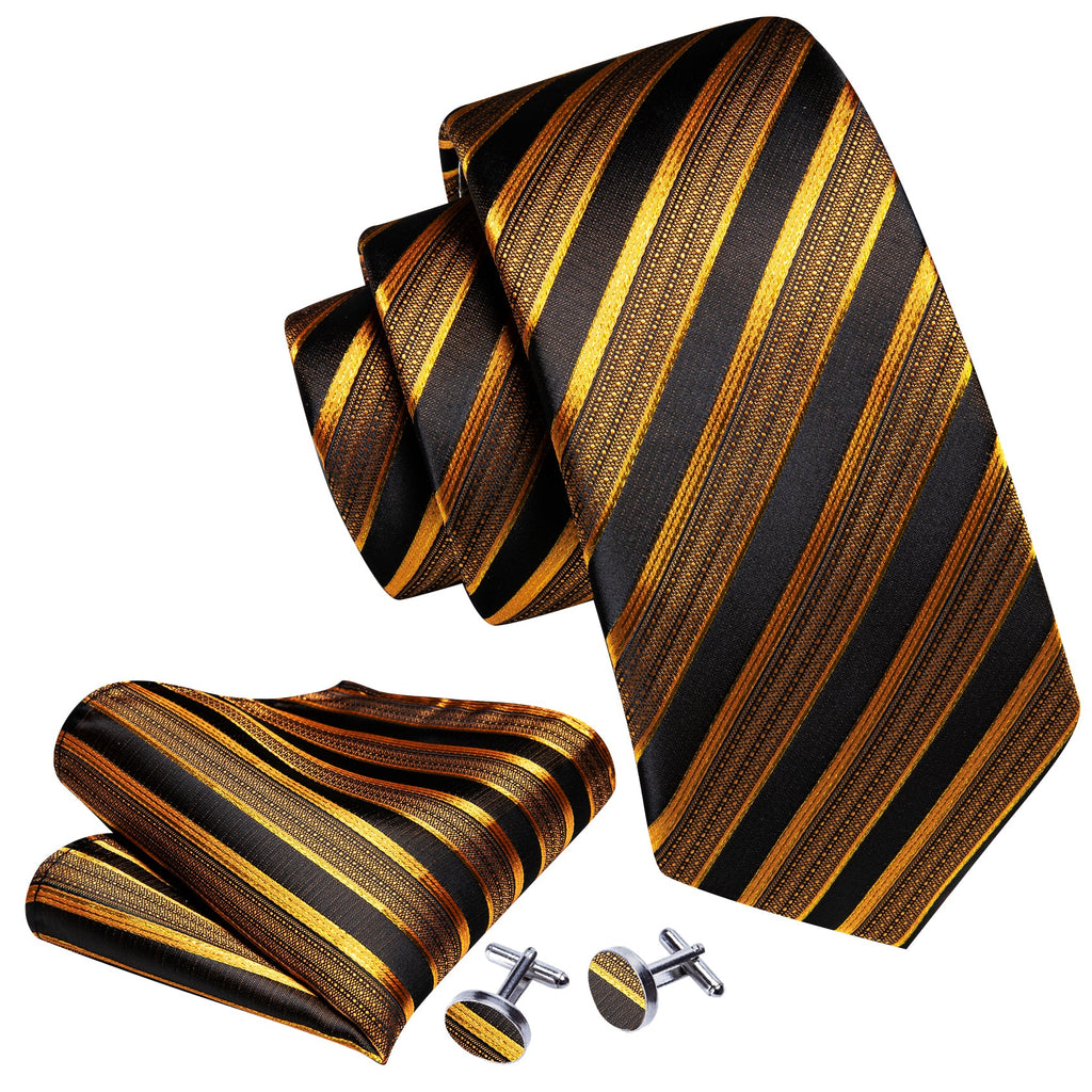 GentCrest Black Striped Tie Hanky Cufflinks Set - Image 3