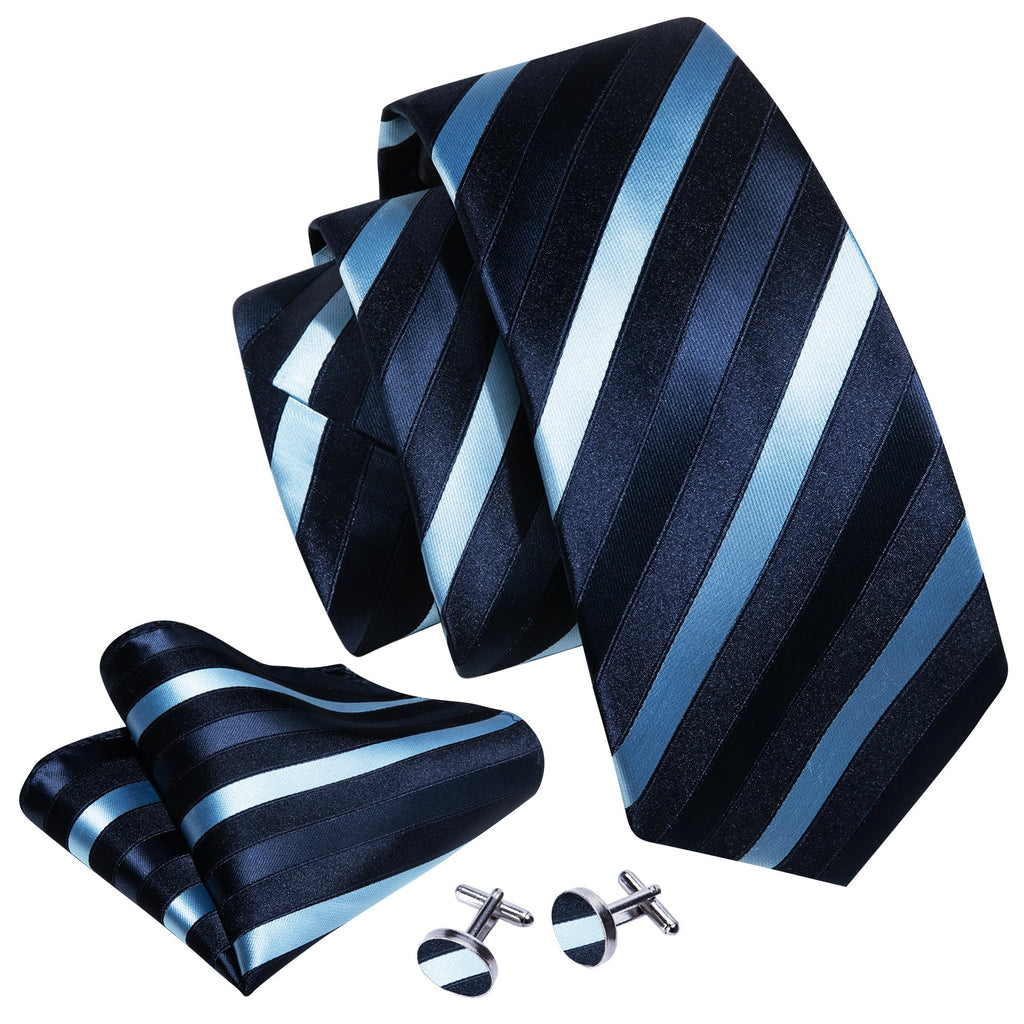 GentCrest Blue Striped Tie Hanky Cufflinks Set - Image 3