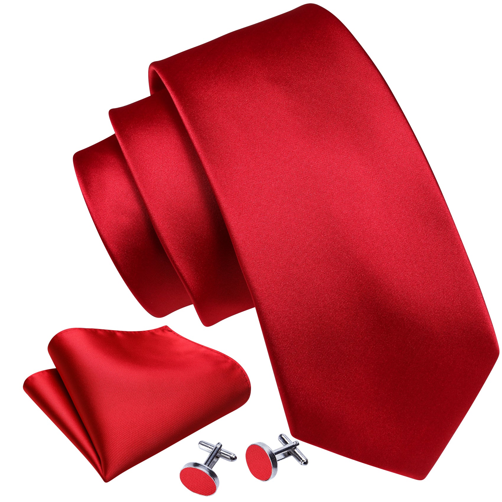 GentCrest Red Solid Tie Hanky Cufflinks Set - Image 2