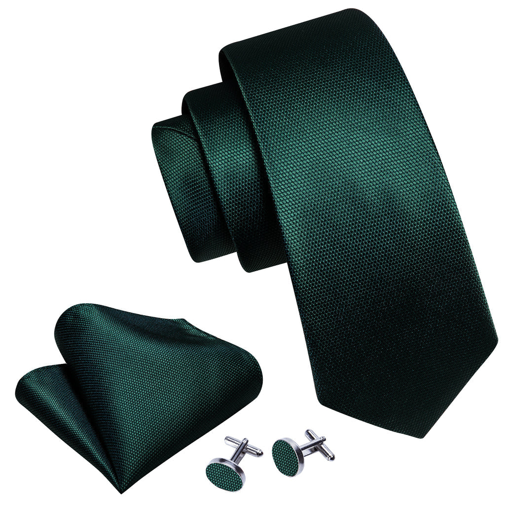 Green Solid Silk Tie Set - GentCrest - View 5