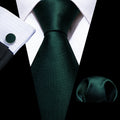 Green Solid Silk Tie Set - GentCrest