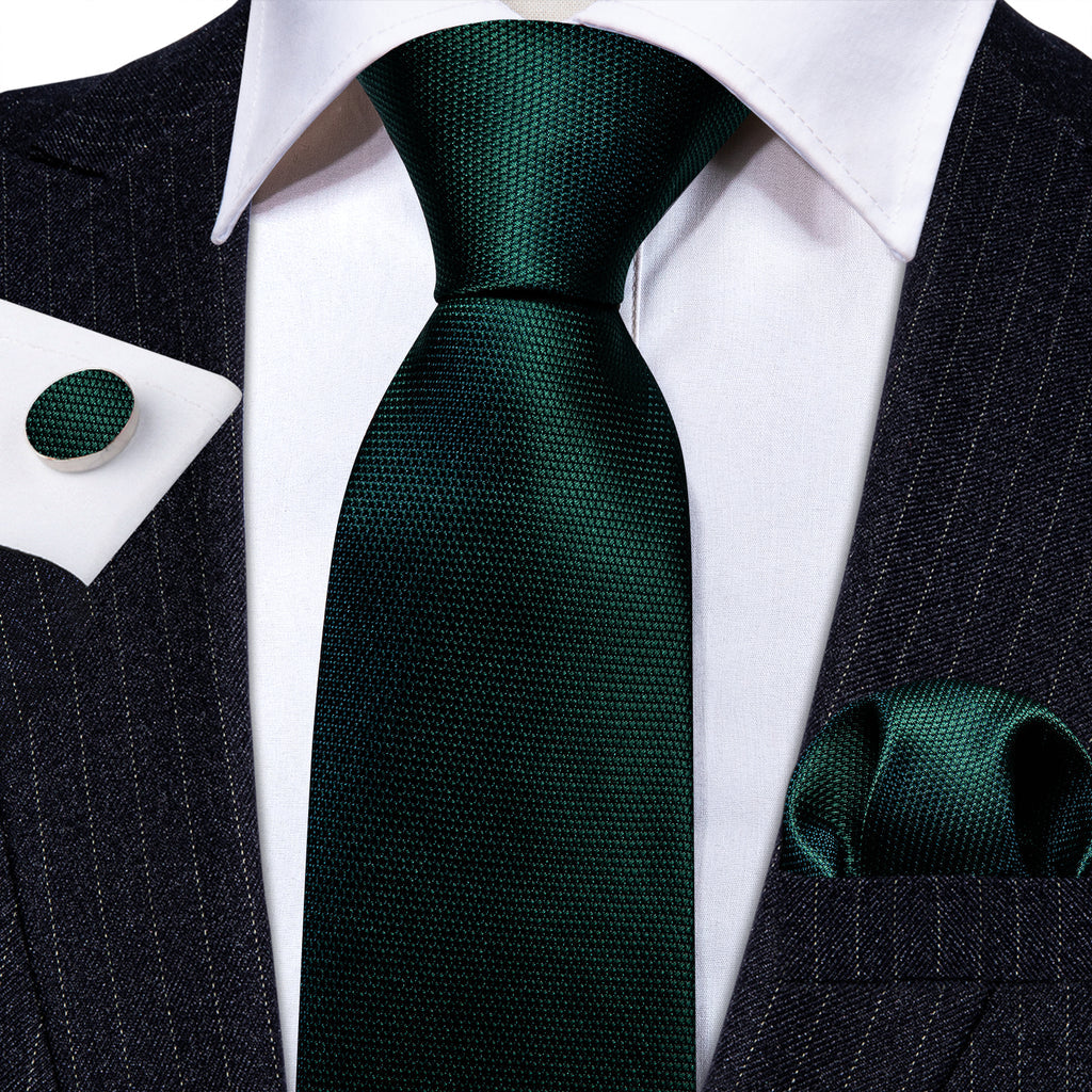 Green Solid Silk Tie Set - GentCrest - View 2