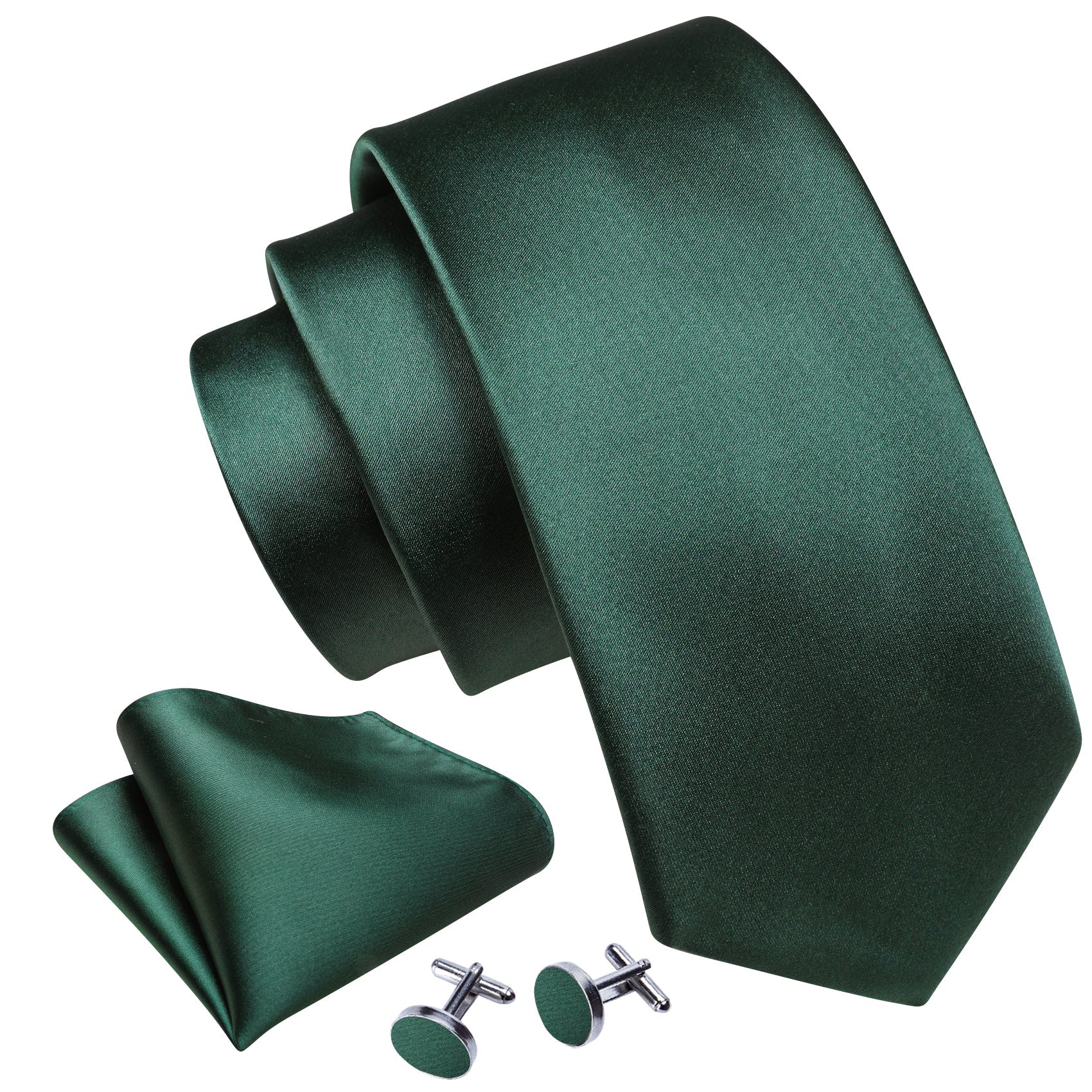 GentCrest Green Solid Tie Hanky Cufflinks Set - Image 2