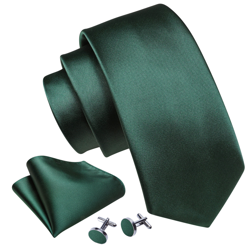 Emerald Green Solid Silk Tie Set - GentCrest - View 2