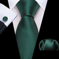 Emerald Green Solid Silk Tie Set - GentCrest